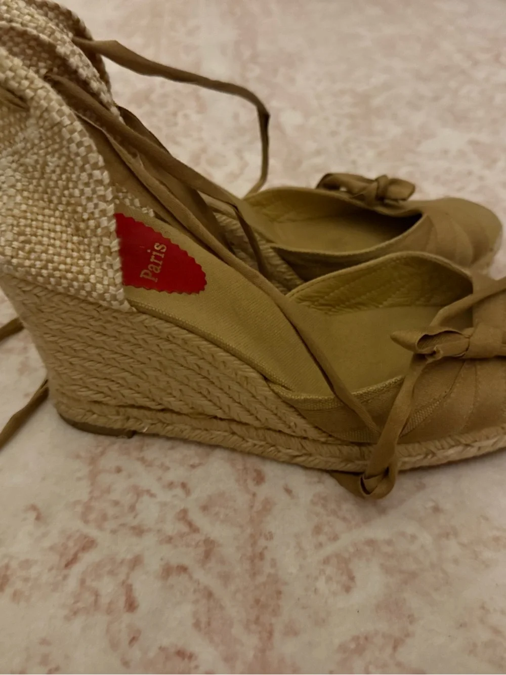 Authentic CHRISTIAN LOUBOUTIN Rope Round Wedge Heel Espadrilles SZ 39 Spain‎